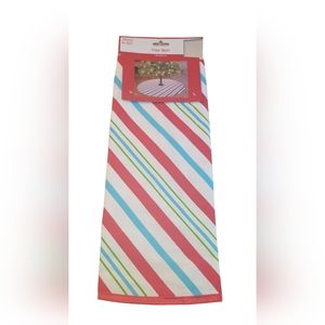 Country Red And Green Candy Striped Christmas Tree Skirt 38" New